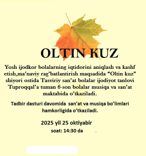 “Oltin kuz” ijodiy ishlar tanlovi